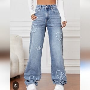 Shein Heart Embroidered Women's Jeans
